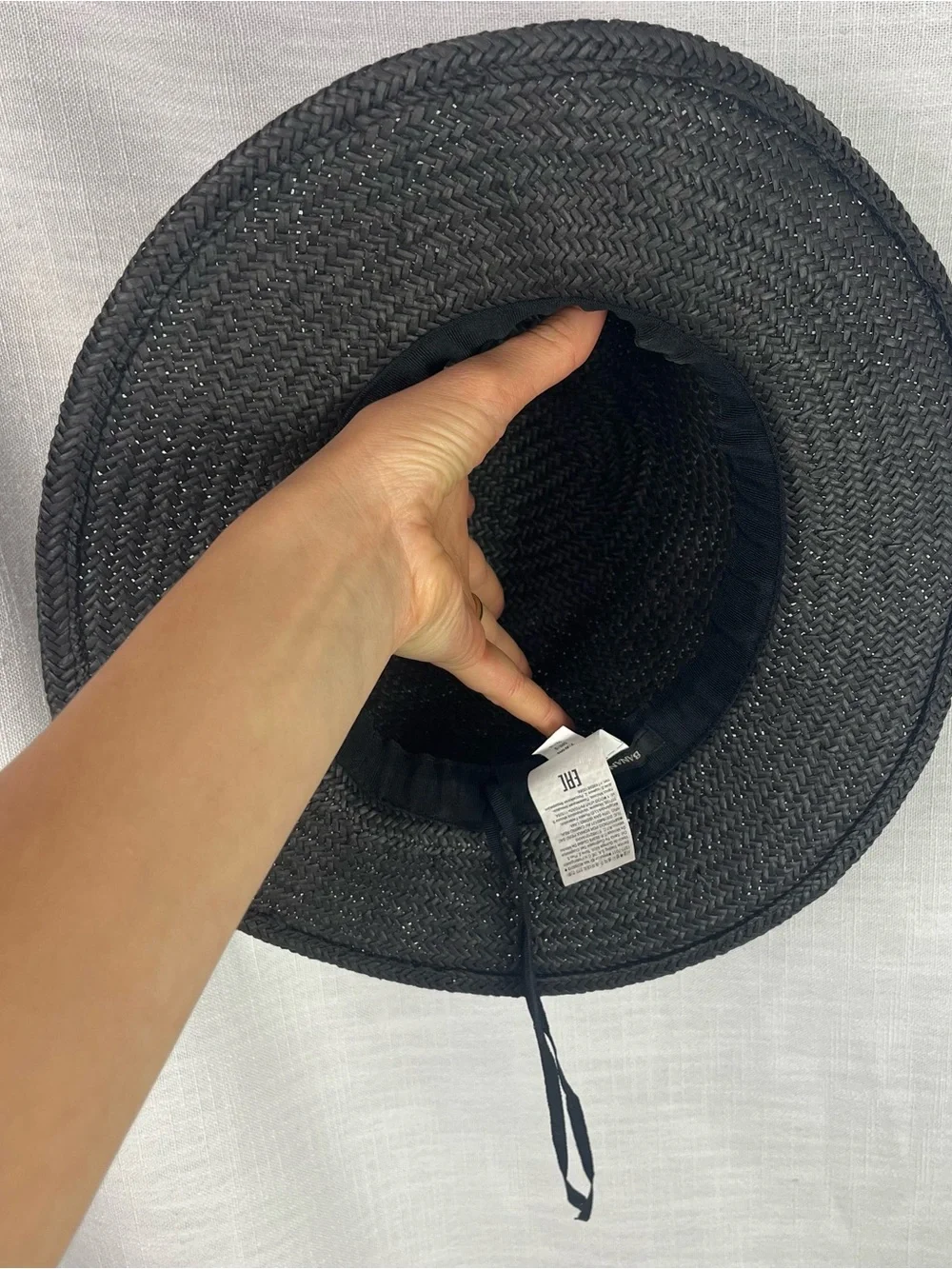 Banana Republic Sun Hat Charcoal Grey Paper Straw Adjustable